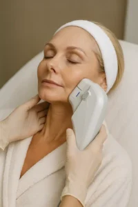 Woman receiving HIFU non surgical facelift treatment Hampstead